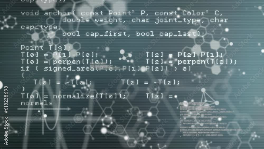 Poster animation of scientific data processing on dark background
