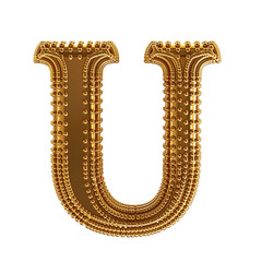 Small spheres on the gold symbol. letter u © oleg