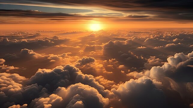 A breathtaking aerial view of fluffy white clouds