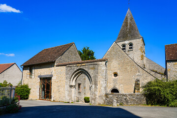 Fototapeta premium Church of Saint Gault in Yèvre le Châtel, a medieval village located in the French department of Loiret, Centre Val de Loire, France