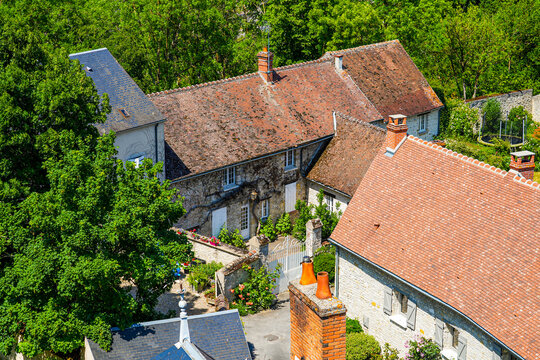 Traditional houses in Yèvre le Châtel, a medieval village located in the French department of Loiret, Centre Val de Loire, France
