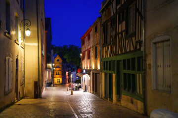 Fototapeta na wymiar Half-timbered houses on the Rue de la Poterne (