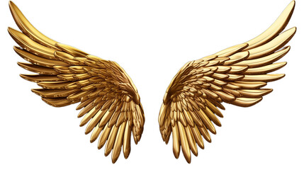 Golden wings isolated on transparent background
