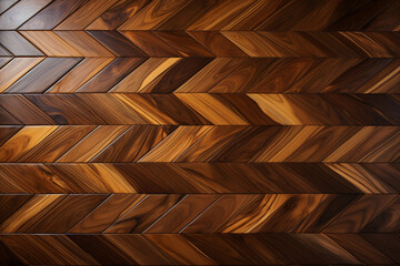 Walnut Delight: Luxurious walnut wood creating an elegant parquet floor, types of parquet background, textures Generative AI