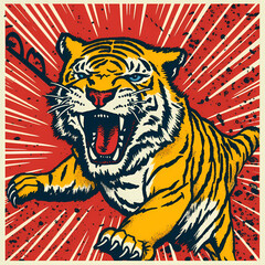 tiger head cartoon style illustration