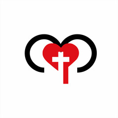 Heart logo design with cross and number 3.