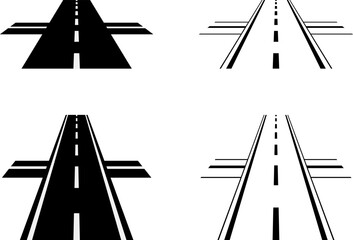 交差する直線道路のイラストセット