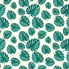 Palm Leaf Seamless Background. Pattern Monstera