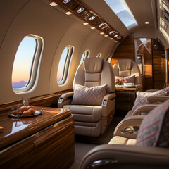 private flying by rich people and business people in their own planes for vacation and luxury and business, ai generated