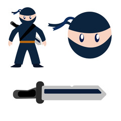 ninja con espada vector