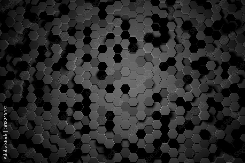Poster abstract 3d black and grey hexagon background. illustration 3d render geometric pattern minimalist t