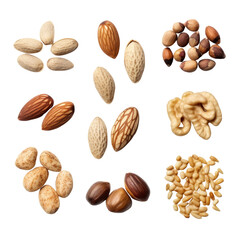 Obraz premium almonds and nuts isolated on transparent background cutout