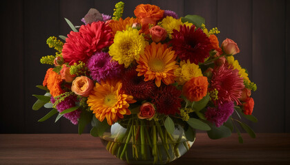 A stunning bouquet of fresh daisies and gerberas generated by AI