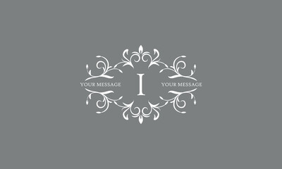 An elegant floral monogram design template for one or two letters, for example I. Wedding monogram. Vector illustration of the logo.