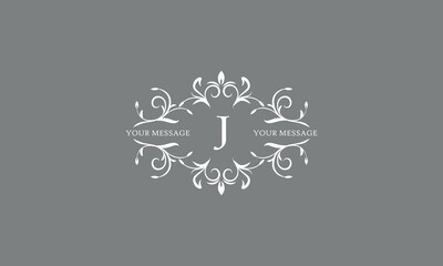 An elegant floral monogram design template for one or two letters, for example J. Wedding monogram. Vector illustration of the logo.