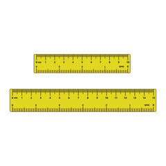 Measuring length in centimeters with the ruler. Education Ruler. Color scale. children ruler. Vector illustration. cartoon style.