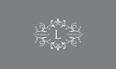 An elegant floral monogram design template for one or two letters, for example L. Wedding monogram. Vector illustration of the logo.