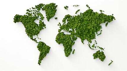 Green World Map - 3D Tree or Forest Shape of World Map