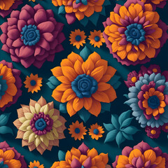 Seamless patterns of real flower, repeating patterns design, fabric art, flat illustration, rainbow-core, highly detailed clean, photo realistic masterpiece, professional photography. Generated AI.