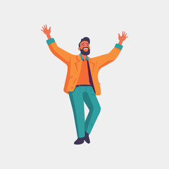 excited man with arms up