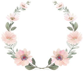 Pink flowers watercolor bouquet illustration - 618249698