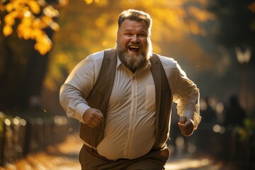 Obraz premium The First Step - A Motivational Image Of An Obese Individual Starting Their Fitness Journey. Generative AI