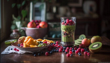 Rustic berry bowl: Freshness and healthy eating combined generated by AI