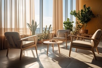 Obraz premium Hotel lobby with Scandinavian style furniture strong