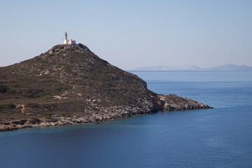 Fototapeta na wymiar Aegean sea view with Knidos lighthouse 
