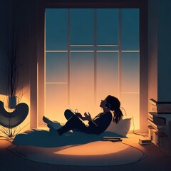 Create an illustration that represents a person listening to music (2 )