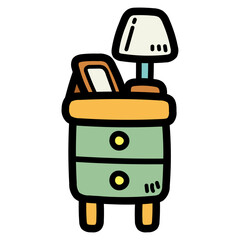 bedside table filled outline icon style