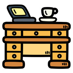 desk filled outline icon style