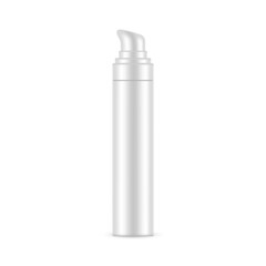 Tall Airless Pump Bottle Mockup, Isolated on White Background. Vector Illustration
