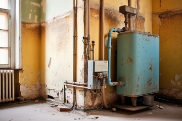 corner of the house where the water heater is located