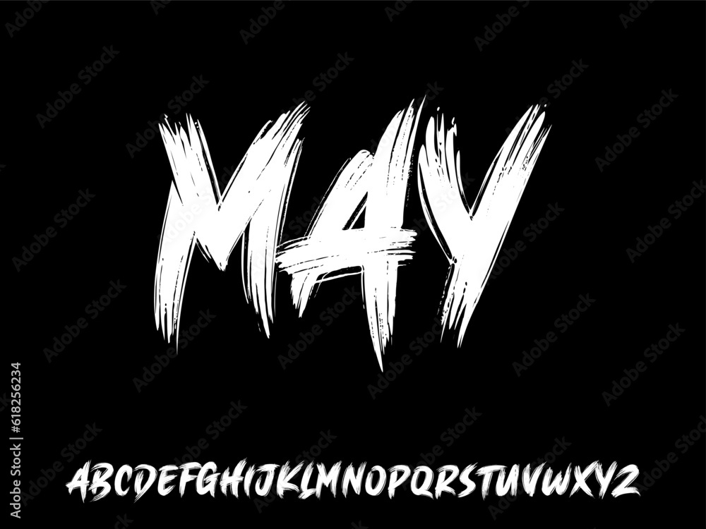Fototapete Ector the brush and elegant geometric shape font vector typeface alphabet typeset.