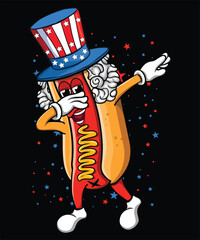 USA Hotdog America And Celebrating 4th Of July With The American Flag