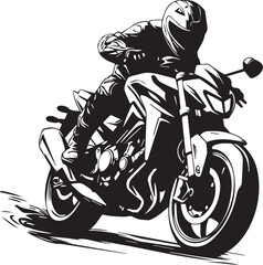vector motorcycle silhouette rider guy on white background
