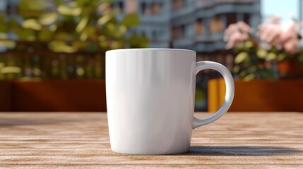 Blank white coffee cup mockup, Generative ai.