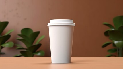 Blank white coffee cup mockup, Generative ai.