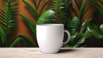 Blank white coffee cup mockup, Generative ai.