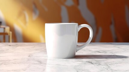 Blank white coffee cup mockup, Generative ai.