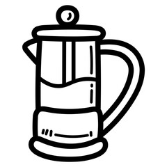 french press line icon style