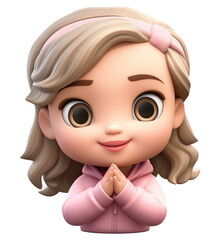 Memoji happy baby girl on transparent background. PNG. Emoji, ai