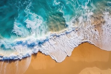 Fototapeta na wymiar crashing waves on the Tropical beach sunny day AI Generated