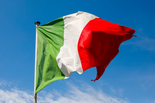 National flag of Italy in the wind