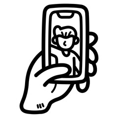 selfie line icon style