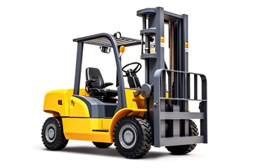 Fototapeta na wymiar photorealism of Yellow forklift for use in a warehouse, pivotal for logistics,ai generater.