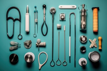 doctor tools and equipment flat lay