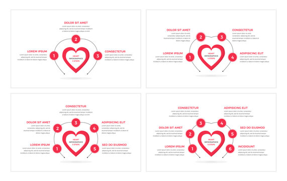 Set of infographic template with heart with elements for numbers and text, medical infographics, vector eps10 illustration