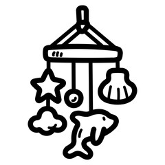 baby mobile line icon style